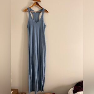 James Perse Blue Tank Dress Cotton Racer Back Maxi Long Size 3 Large